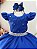 Vestido Infantil Longo Azul Royal Busto Nervura Daminhas - Imagem 2