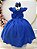 Vestido Infantil Longo Azul Royal Busto Nervura Daminhas - Imagem 3