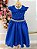 Vestido Infantil Longo Azul Royal Busto Nervura Daminhas - Imagem 4