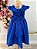 Vestido Infantil Longo Azul Royal Busto Nervura Daminhas - Imagem 5