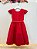Vestido Infantil Vermelho Busto Nervuras Flores Festas Luxo - Imagem 4