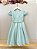 Vestido Infantil Verde Menta Busto Nervuras Flores Festas - Imagem 5