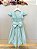 Vestido Infantil Verde Menta Busto Nervuras Flores Festas - Imagem 12