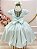 Vestido Infantil Verde Menta Busto Nervuras Flores Festas - Imagem 10