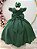 Vestido Infantil Verde Bandeira Busto Nervura Daminhas Luxo - Imagem 3