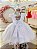 Vestido Infantil Branco Luxo Pérolas Glitter Daminhas Festas - Imagem 3