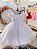 Vestido Infantil Branco Luxo Pérolas Glitter Daminhas Festas - Imagem 1
