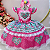 Fantasia Infantil Junino Rosa Chiclete Colorido Luxo Festas - Imagem 2
