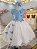 Vestido Infantil Azul Bordado e Borboletas Dama Festas Luxo - Imagem 1