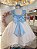 Vestido Infantil Azul Bordado e Borboletas Dama Festas Luxo - Imagem 2
