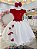 Vestido Infantil Vermelho Bordado Borboletas Dama Festa Luxo - Imagem 1