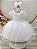 Vestido Infantil Branco Renda e Pérolas Daminhas Festas - Imagem 1