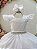 Vestido Infantil Branco Nervura com Pérolas Cinto Luxo - Imagem 2