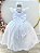 Vestido Infantil Branco Nervura com Pérolas Cinto Luxo - Imagem 3