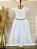 Vestido Infantil Branco Nervura com Pérolas Cinto Luxo - Imagem 4