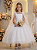 Vestido Infantil Longo Branco Formatura Aplique de Borboletas Festas - Imagem 1