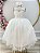 Vestido Infantil Longo Off White Renda e Pérolas Damas Luxo - Imagem 1