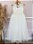 Vestido Infantil Longo Off White Renda e Pérolas Damas Luxo - Imagem 4