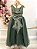 Vestido Infantil Longo Verde Oliva Damas de Honra Pérolas Luxo - Imagem 5