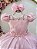 Vestido Infantil Longo Rosa Busto Renda e Bordado Damas Luxo - Imagem 4