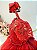 Vestido Infantil Vermelho Busto Renda e Bordado Damas Luxo - Imagem 3