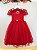 Vestido Infantil Vermelho Busto Renda e Bordado Damas Luxo - Imagem 6