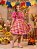 Vestido Junino Infantil Salopete Rosa Quadrilha Luxo Arráia - Imagem 1
