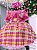 Vestido Junino Infantil Salopete Rosa Quadrilha Luxo Arráia - Imagem 3