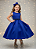 Vestido Infantil Azul Royal Busto Strass Daminhas Festas - Imagem 1