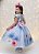 Vestido Infantil Azul Florido Com Cinto de Pérolas - Imagem 3