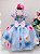 Vestido Infantil Azul Florido Com Cinto de Pérolas - Imagem 5