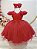 Vestido Infantil Vermelho Busto Nervuras Daminha Festas Luxo - Imagem 1