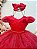 Vestido Infantil Vermelho Busto Nervuras Daminha Festas Luxo - Imagem 2