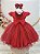 Vestido Infantil Vermelho Busto Nervuras Daminha Festas Luxo - Imagem 3