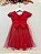 Vestido Infantil Vermelho Busto Nervuras Daminha Festas Luxo - Imagem 5