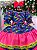 Vestido Junino Infantil Azul Pink Luxo Bandeirinha do Amor - Imagem 2