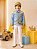 Conjunto Infantil Menino Fantasia Príncipe Luxo Azul Claro - Imagem 1