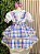 Conjunto Infantil Junino Camisa e Salopete Xadrez Rosa Azul - Imagem 15