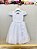 Vestido Infantil Branco Busto Renda e Borboletas Daminhas - Imagem 3