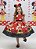 Vestido Minnie Vermelho Florido Cinto de Pérolas - Imagem 3