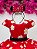 Vestido Minnie Vermelho Florido Cinto de Pérolas - Imagem 6