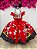 Vestido Minnie Vermelho Florido Cinto de Pérolas - Imagem 8