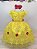 Vestido Infantil Amarelo Princesa Bela Realeza Luxo - Imagem 1