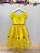 Vestido Infantil Amarelo Princesa Bela Realeza Luxo - Imagem 4