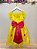 Vestido Infantil Amarelo Princesa Bela Realeza Luxo - Imagem 5