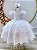 Vestido Infantil Branco Busto Nervura Daminhas Festas Luxo - Imagem 1
