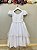 Vestido Infantil Branco Busto Nervura Daminhas Festas Luxo - Imagem 4