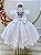 Vestido Infantil Branco Busto Nervura Daminhas Festas Luxo - Imagem 3