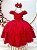Vestido Infantil Vermelho Busto Nervura Daminhas Festas Luxo - Imagem 1