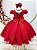 Vestido Infantil Vermelho Busto Nervura Daminhas Festas Luxo - Imagem 3
